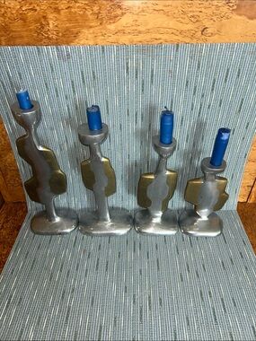 SIGNED Sculpture / Brutalist Candleholders designed by David Marshall